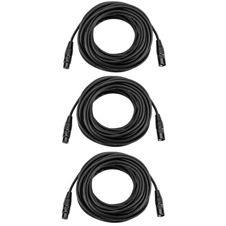 H&A Platinum Pro Quad 50' XLR M to XLR F Mic Cable with Rean Connectors, 3-Pack