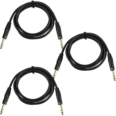 H&A 3x Platinum TRS 6' 1/4" Male-Male Interconnect Cable, Rean Gold Connectors