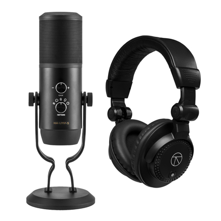 H&A UMP-5 Professional USB Multi-Pattern Condenser Microphone with Closed-Back Studio Monitor Headphones
