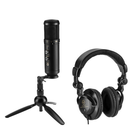 H&A Professional USB Microphone For Podcasting and Studio Recording with Studio Monitor Headphones