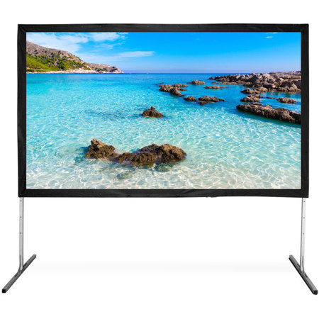 Hamilton Buhl 120" Diagonal 72x96 Folding Frame Screen with Wheeled Transportation Case, Video 4:3 Format, Matte White Fabric