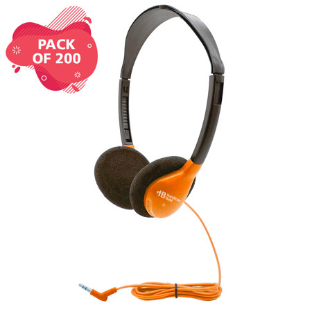 Hamilton Buhl HA2 Personal On-Ear 3.5mm Headphones, Orange, 200-Pack