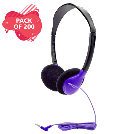 Hamilton Buhl HA2 Personal On-Ear 3.5mm Headphones, Purple, 200-Pack