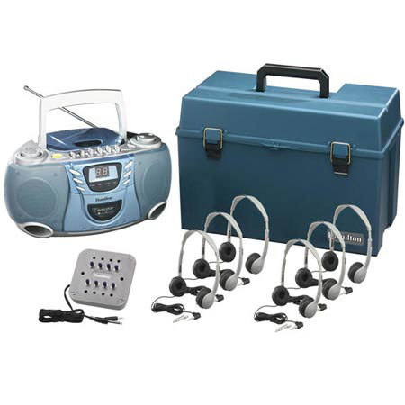 Hamilton Buhl 6 Station CD/Cassette/AM-FM Listening Center, 6 x MS2L Headsets
