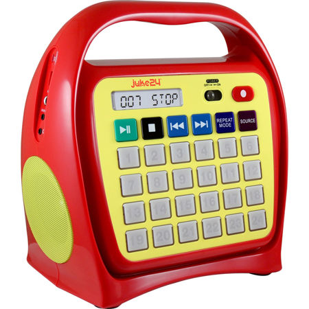 Hamilton Buhl Juke24 Portable Digital Jukebox with CD Player and Karaoke Function, Red and Yellow