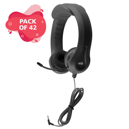 Hamilton Buhl Flex-Phones 3.5mm TRRS Headset for Children, Black, 42-Pack