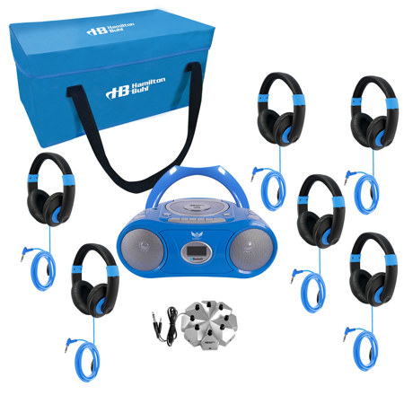 Hamilton Buhl 6-Person Listening Center w/Media Player,6x Headphones,Blue Accent