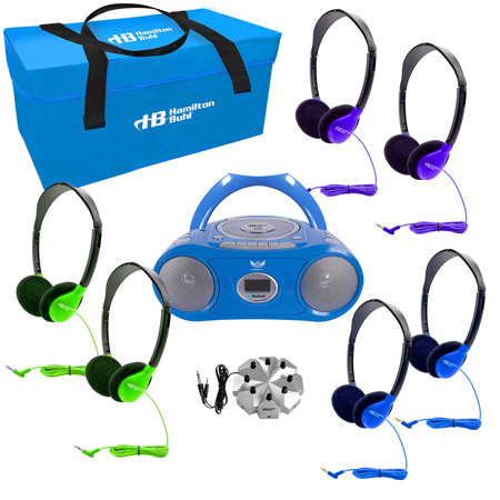 Hamilton Buhl 6-P Listening Center, Media Player,6x Headphones,Purple/Green/Blue