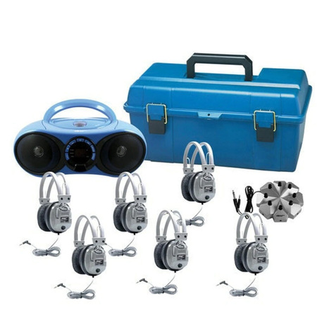 Hamilton Buhl 6 Person Bluetooth/CD/FM Listening Center with 6 SC-7V Deluxe Personal Headphones