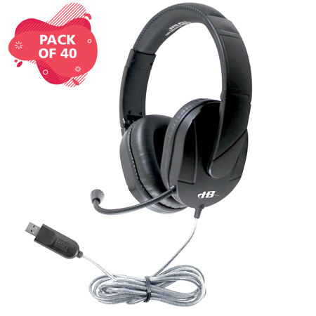 Hamilton Buhl MACH-2 Deluxe Multimedia Over-Ear USB-A Headset, Black, 40-Pack