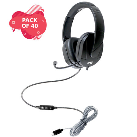 Hamilton Buhl MACH-2C Deluxe Multimedia Over-Ear USB-C Headset, Black, 40-Pack