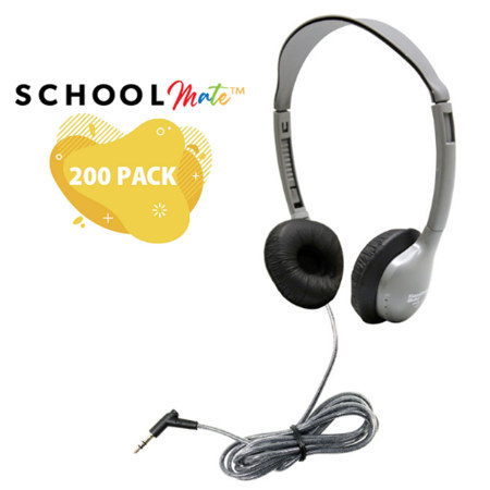 Hamilton Buhl MS2L SchoolMate Personal On-Ear 3.5mm Headphones, Gray, 200-Pack