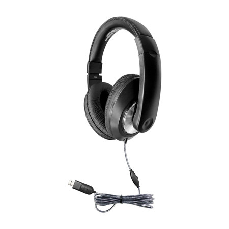 Hamilton Buhl Smart-Trek Deluxe Over-Ear USB Headphones, Black, 50-Pack