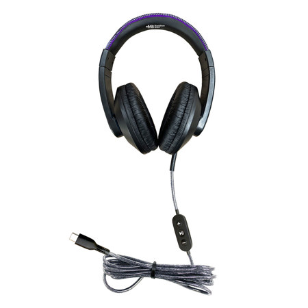 Hamilton Buhl Smart-Trek Deluxe Over-Ear USB-C Headphones with Metallic Purple Accents, Black, 50-Pack