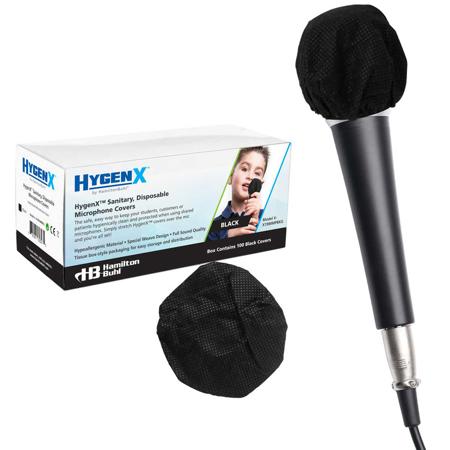 HamiltonBuhl HygenX Sanitary Disposable Microphone Covers, Black, 100-Pack