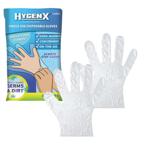 Hamilton Buhl HygenX Latex-free Clear Disposable Gloves, Large, 800 Pairs