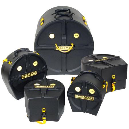 Hardcase Rock Fusion Pre-Packed Drum Case Set, Includes 14" Snare Drum Case, 10" Toms Drum Case, 12" Toms Drum Case, 16" Floor Toms Drum Case, 22" Bass Drum Case, Black