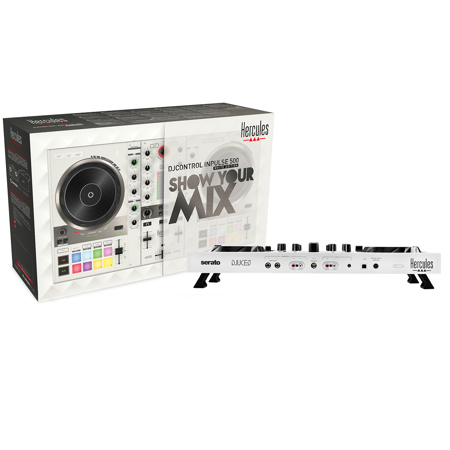Hercules DJControl Inpulse 500 White Edition 2-Deck USB DJ Controller, White