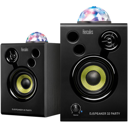 Hercules DJMonitor 32 Party 3" 60W DJ Monitor Speaker with Integrated Party Lights, Pair