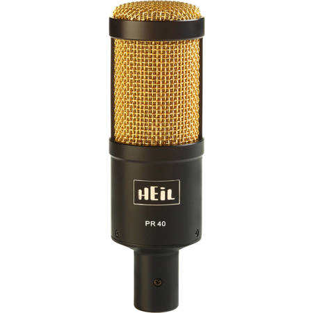 Heil Sound PR40 Large Diameter Dynamic Cardioid Studio Microphone, Black Body, Gold Grill