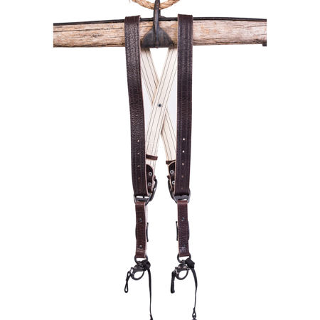 HoldFast Gear 2-Camera American Bison Leather Harness, Mahogany, Medium