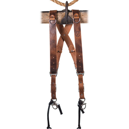 HoldFast Gear Money Maker 2-Camera Water Buffalo Leather Harness, Tan, Small