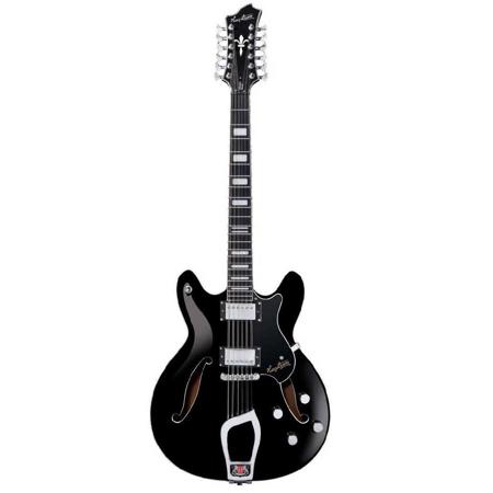 Hagstrom Viking DLX 12 String Semi-Hollow Electric Guitar, Black Gloss