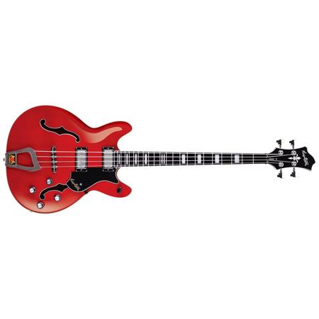 Hagstrom Viking Bass Semi-Hollow Electric Guitar, Wild Cherry Transparent