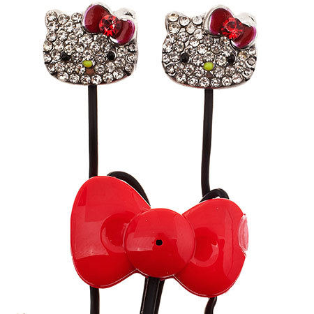 Hello Kitty Bling Metal Earbuds with Built-In Microphone