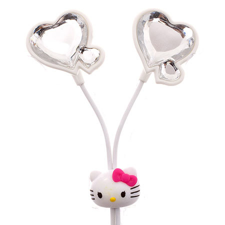 Hello Kitty Molded Crystal Heart Earbuds