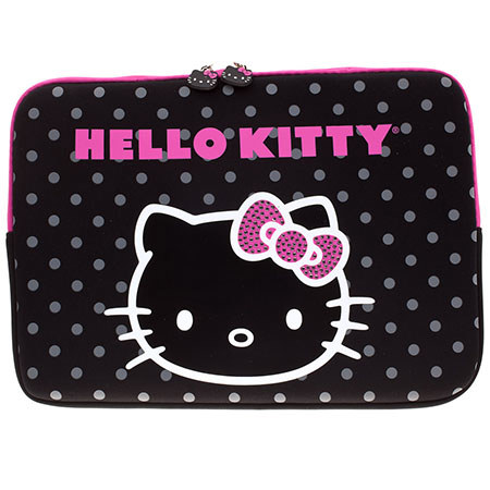 Hello Kitty 14" Neoprene Sleeve Bling Bow - Black