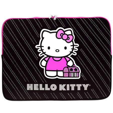Hello Kitty 16 inch Neoprene Sleeve Black Bling Handbag