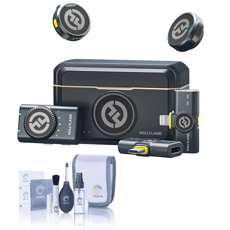Hollyland LARK M2 2.4GHz 2P Wireless Combo Lav Mic System,Charcoal,w/CleaningKit