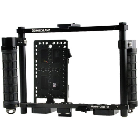 Hollyland Monitor Cage with Gold Mount, Rubber Handgrips for 5 to 9" Monitors