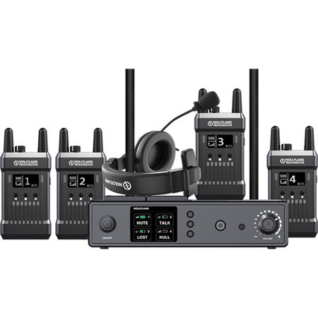 Hollyland Mars T1000 Full-Duplex Wireless Intercom System, Includes 1x Base Station with 4x Beltpacks