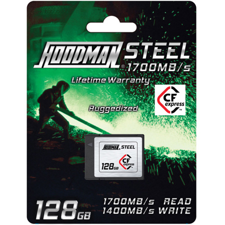 Hoodman 128GB Steel CFexpress Memory Card, 1700MB/s Read, 1400MB/s Write