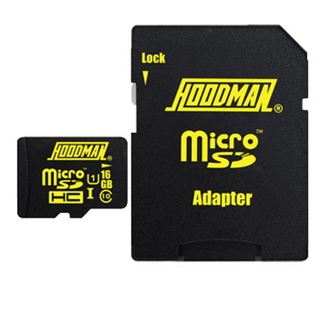 Hoodman 16GB Class 10 UHS-1 microSDHC Memory Card + SD Adapter