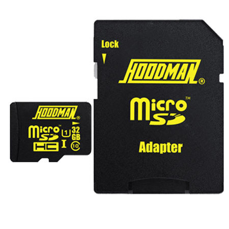 Hoodman 32GB Class 10 UHS-1 microSDHC Memory Card + SD Adapter