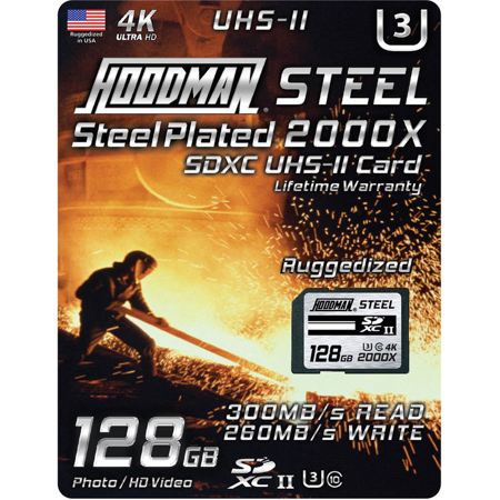Hoodman 128GB Steel 2000x SDXC UHS-II Class 10 U3 Ruggedized Memory Card