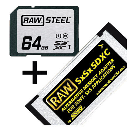 Hoodman 64GB RAW Steel Class 10 UHS-1 Memory Card + Adapter