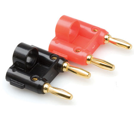 Hosa Dual Banana Connectors for 12 Gauge Speaker Wire (1 Red, 1 Black)