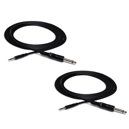 Hosa Technology Hosa 2x Stereo Mini Male to 1/4" Mono Male Cable, 5'