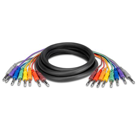 Hosa 1m (3.28') Unbalanced Patch Cables, 1/4" TS to Same, 8-Piece