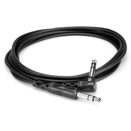Hosa Right-Angle 1/4" Male Phone to Straight 1/4" Male Phone TRS Cable, 5'