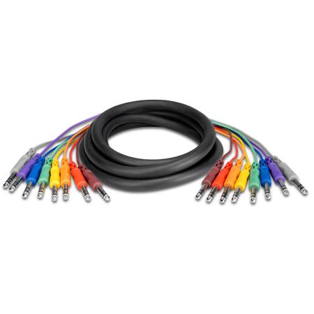 Hosa 8-Channel Stereo Male 1/4" to Stereo Male 1/4" Phone Snake Cable, 6.6' /2m