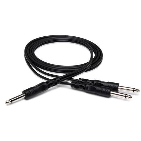 Hosa Technology Y Cable, 1/4 in TS to Dual 1/4 in TS, 5 ft