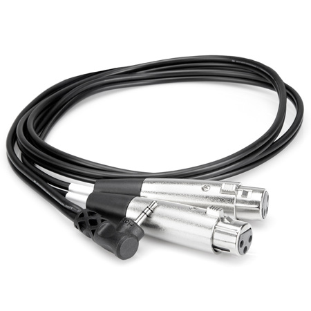 Hosa Technology 1' Dual XLR3F to Right-angle 3.5 mm TRS Microphone Cable