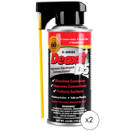 Hosa Technology 2 Pack Caig DeoxIT D5 Contact Cleaner & Rejuvenator, Deoxidizer Aerosol Spray, 5 Oz. (5% Solution)