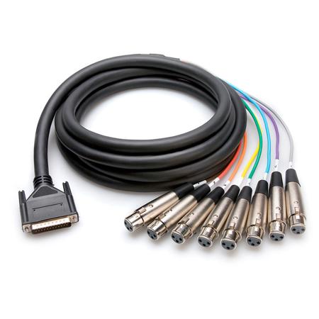 Hosa 16.4'/5m Male DB-25 to 8x Female 3-Pin XLR Female Balanced Snake Cable