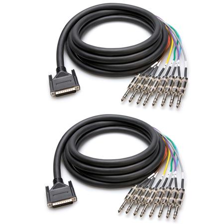 Hosa 2x 6.56'/2m Male DB-25 to 8x Stereo Male 1/4" Phone Balanced Snake Cable